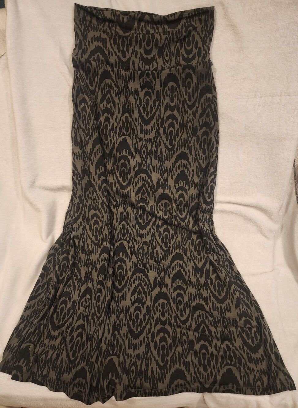Mossimo Supply Co Skirt Stretch Green Black Long Maxi Abstract Camo